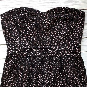 Forever 21 Pink & black lace strapless dress sz L